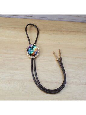 Bjesinmo Bolo Tie Vibrant Multicolor Stone Braided Cord Cowboy Western Bohemian